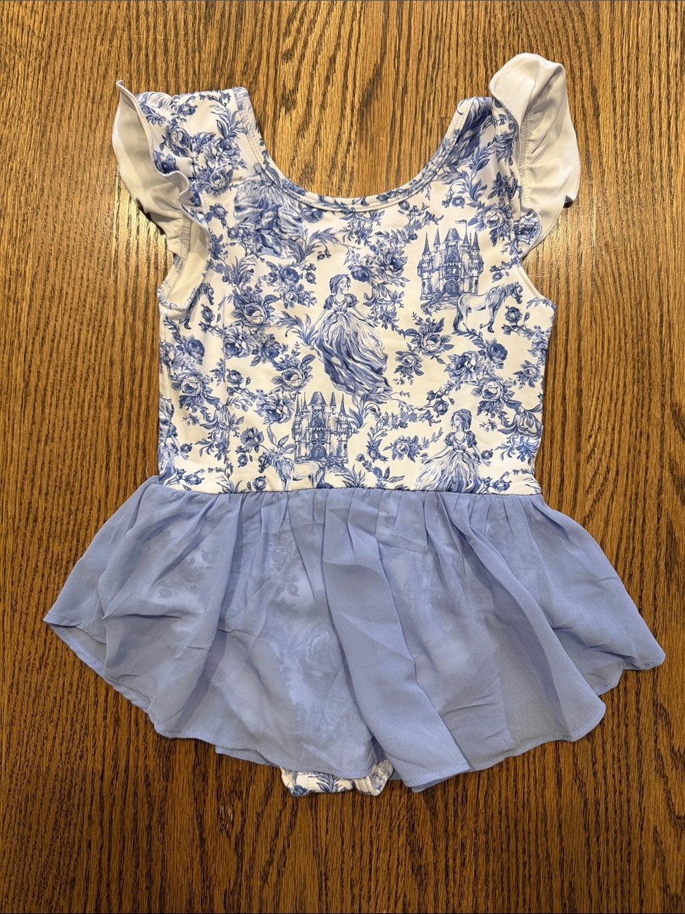 NWT Blue and White Princess Skirted Ballet Leotard for Kids